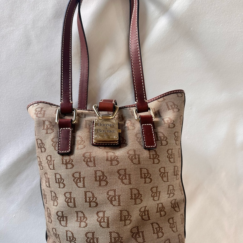 Dooney & Bourke Beige and Brown Signature Tote